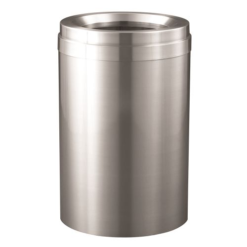 Glaro Funnel Top Value Waste Receptacle, 41 Gallon, Satin Aluminum